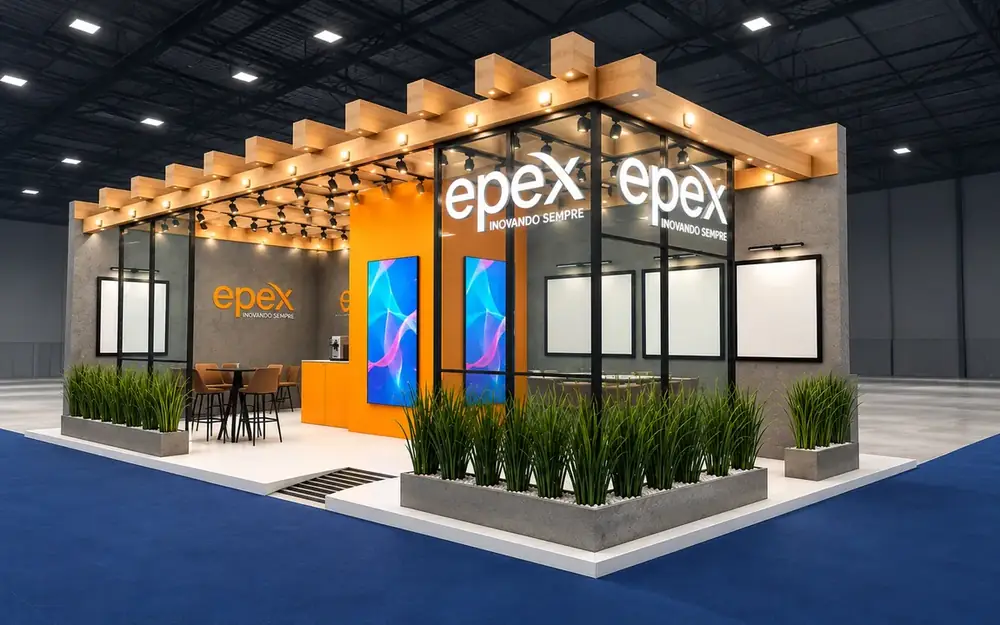 Render 3D do projeto do estande da Epex